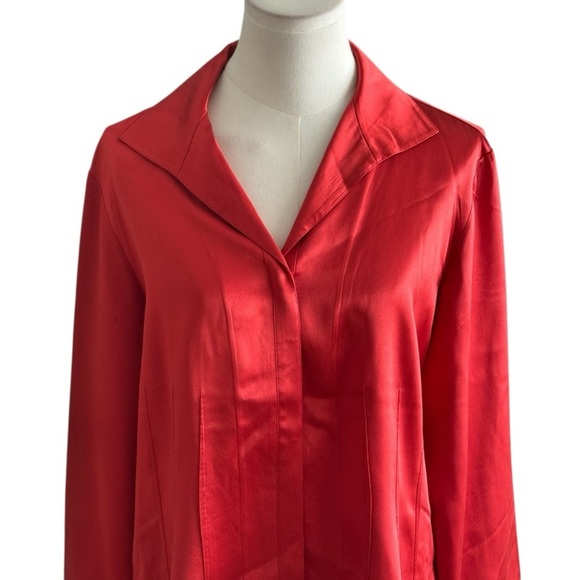 Lafayette 148 New York 100% Silk Charmeuse Top Button Down Work Blouse Size 12 - Picture 5 of 9